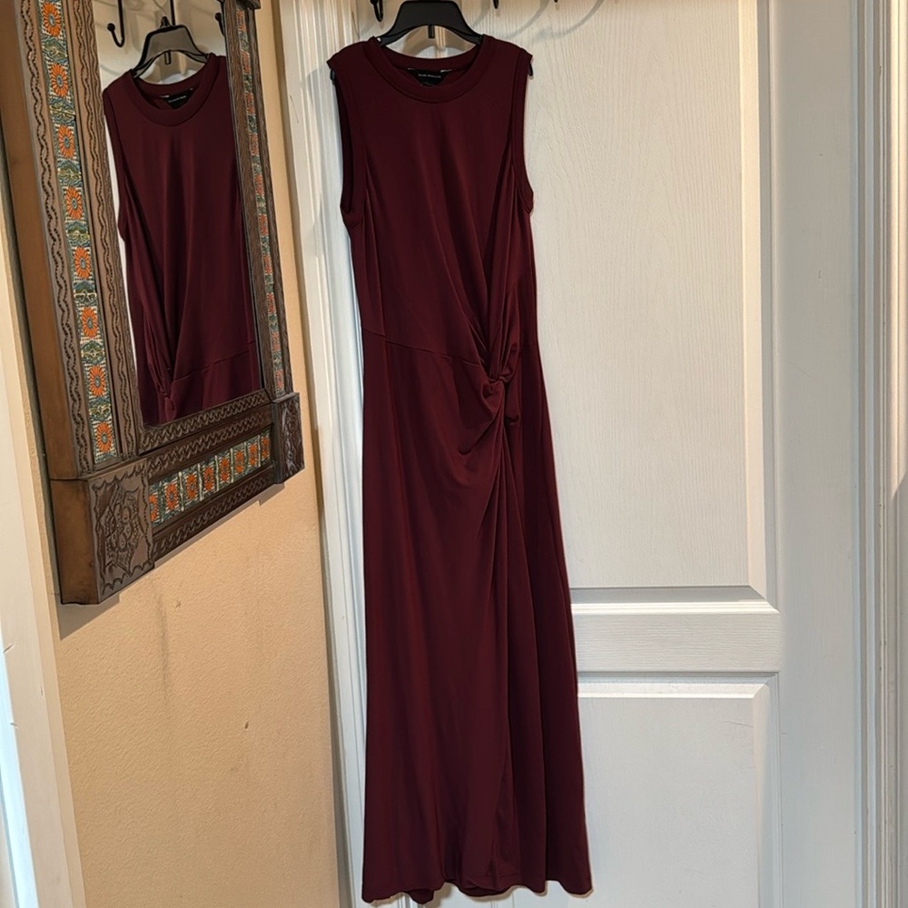 Club Monaco Burgundy Ruched Maxi Dress